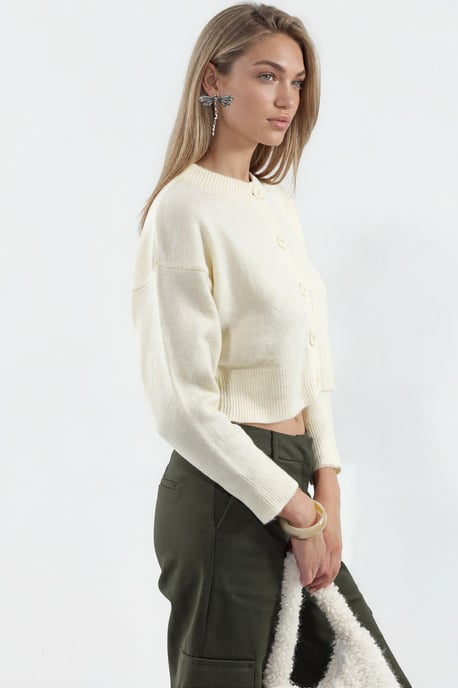 Korte Geribbelde Cardigan met Knopen - Image 2