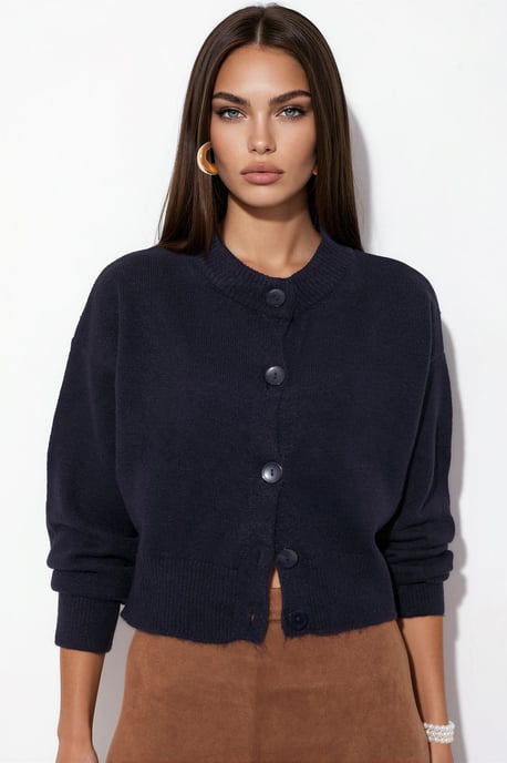 Korte Geribbelde Cardigan met Knopen - Image 2