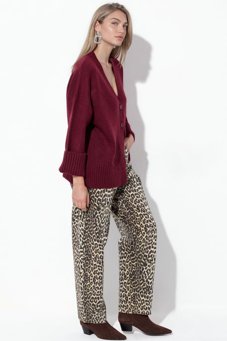 Geribbelde V-hals Knopen Cardigan - Image 3