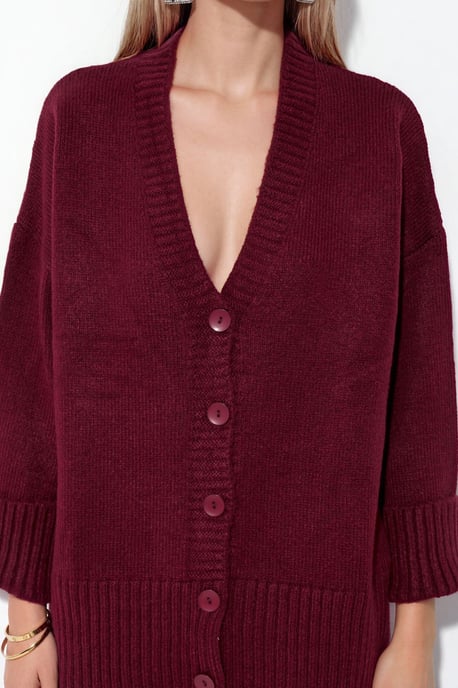 Geribbelde V-hals Knopen Cardigan - Image 4