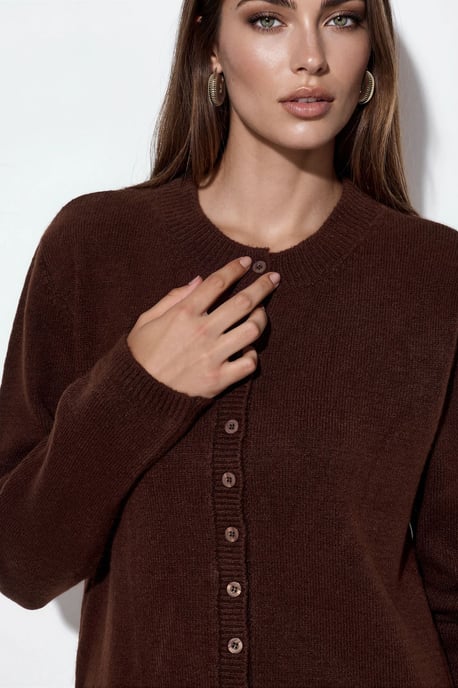 Geribbelde Crew Neck Knopen Cardigan - Image 4