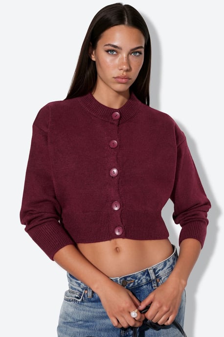 Korte Geribbelde Cardigan met Knopen - Image 1
