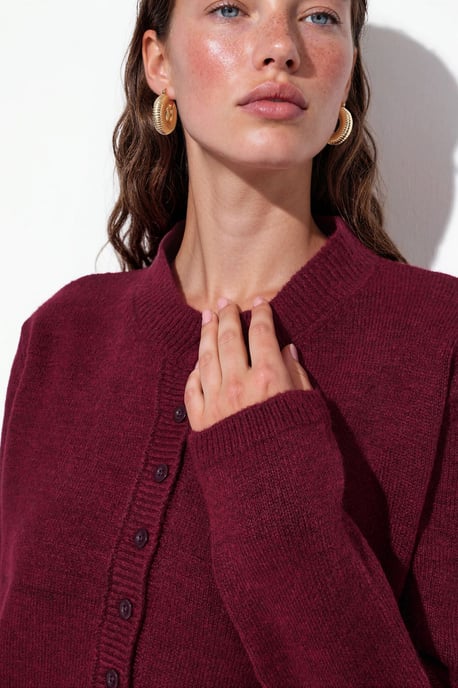 Geribbelde Crew Neck Knopen Cardigan - Image 4