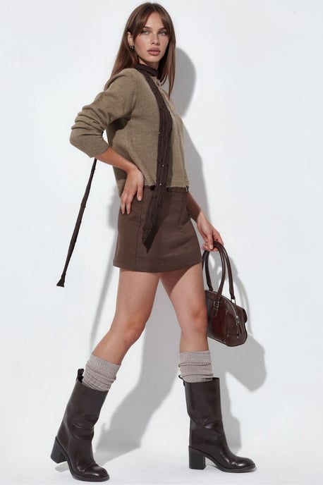 Geribbelde Crew Neck Knopen Cardigan - Image 2