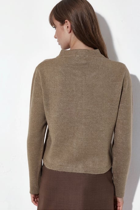 Geribbelde Crew Neck Knopen Cardigan - Image 3