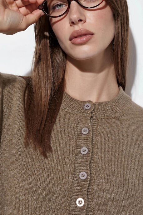 Geribbelde Crew Neck Knopen Cardigan - Image 4