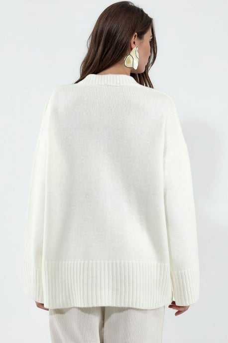 Geribbelde V-hals Knopen Cardigan - Image 3