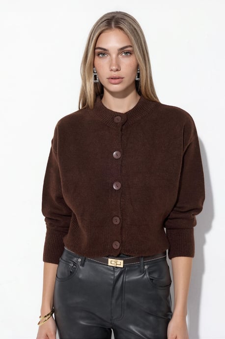 Korte Geribbelde Cardigan met Knopen - Image 1