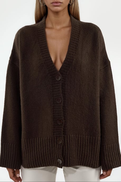 Geribbelde V-hals Knopen Cardigan - Image 4