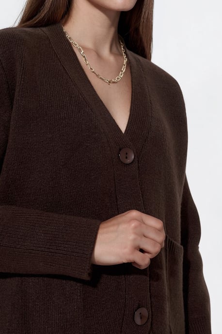 Dames Geribbelde V-hals Knopen Cardigan - Image 4
