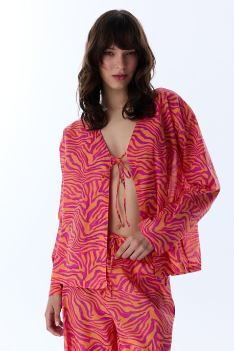 Overmatige Gestreepte Katoenen Strandkimono - Image 1