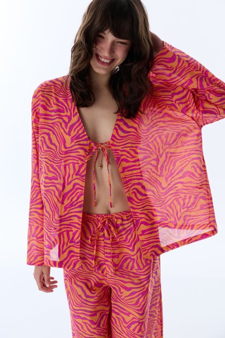 Overmatige Gestreepte Katoenen Strandkimono - Image 4