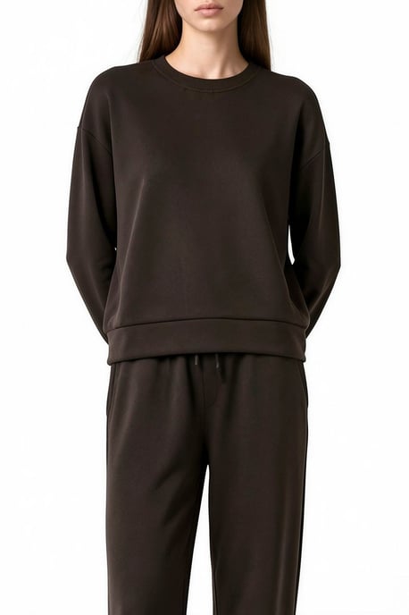 Modal Touch Basis Sweatshirt & Wijde Pantalons Twee-Piece Coördinatieset - Image 4