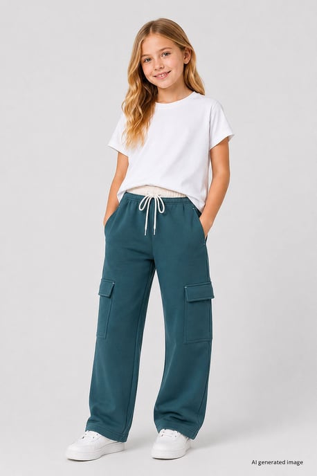 Jeugd Unisex Elastische Taille Brede Pijpen Sweatpants - Image 2