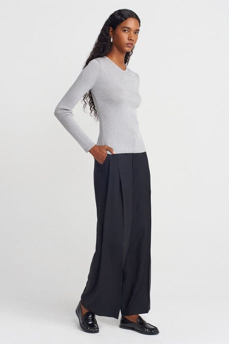 Dames Slim Fit V-Hals Ribbelsweater - Image 4