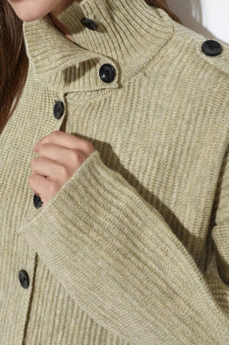 Geribbelde Halse Turtleneck Knopen Cardigan - Image 2