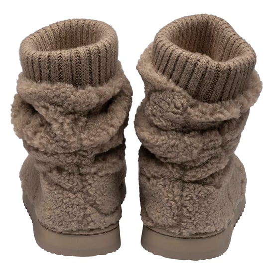 Dames Teddy Fleece Bootie Slippers Oatmeal Taupe Warm VK 3-8 - Image 2