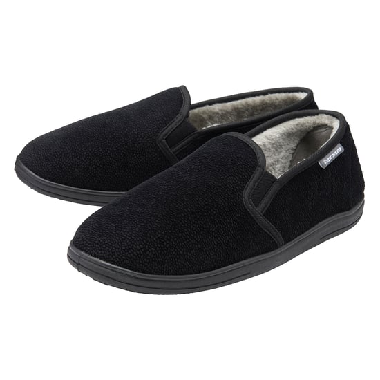 Heren Textured Volle Slippers Zwart Gesloten Hak Gevoerd UK 6-13 - Image 1