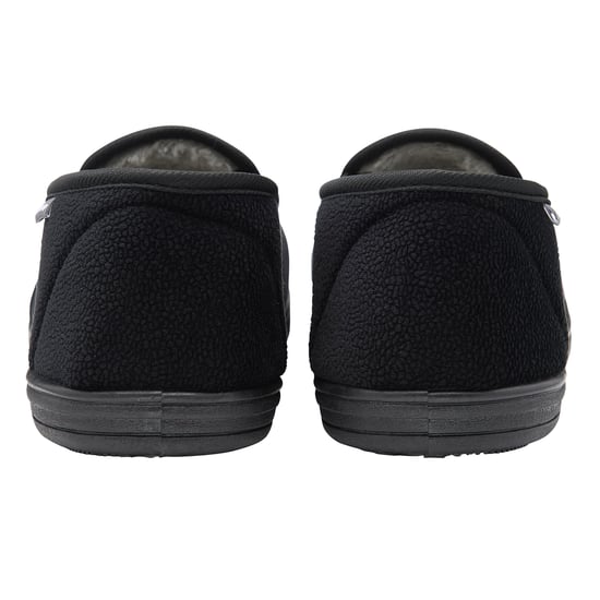 Heren Textured Volle Slippers Zwart Gesloten Hak Gevoerd UK 6-13 - Image 2
