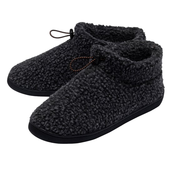 Heren Teddy Fleece Bootie Slippers Charcoal Warm Pluche VK 7-12 - Image 1