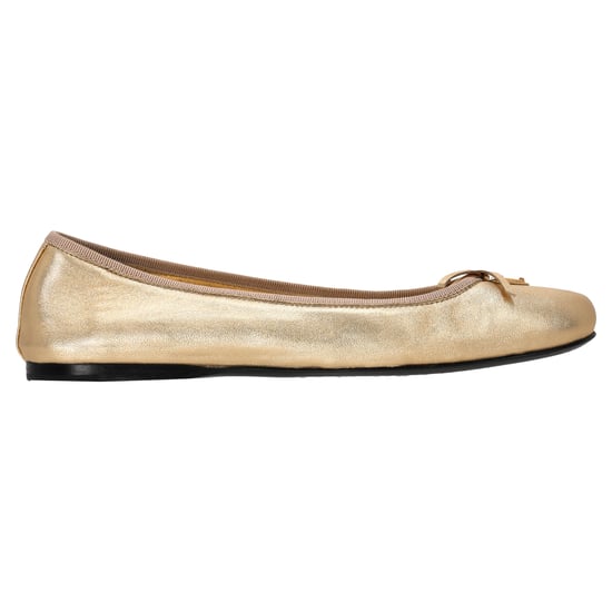 Prada ballerina's met logo-plaatje en strik in metallic goudkleurig leer - Image 1