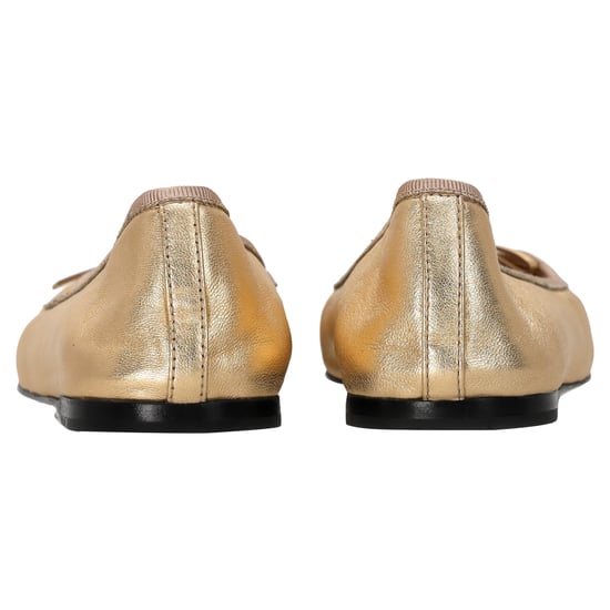 Prada ballerina's met logo-plaatje en strik in metallic goudkleurig leer - Image 3