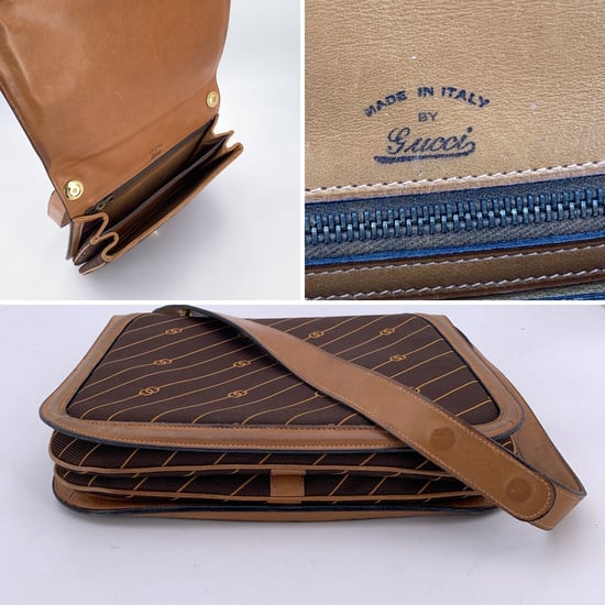Gucci Vintage stoffen schoudertas met diagonaal logo - Image 4