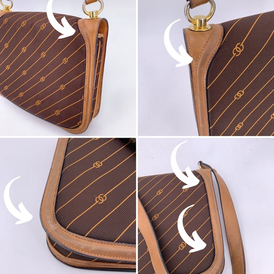 Gucci Vintage stoffen schoudertas met diagonaal logo - Image 6