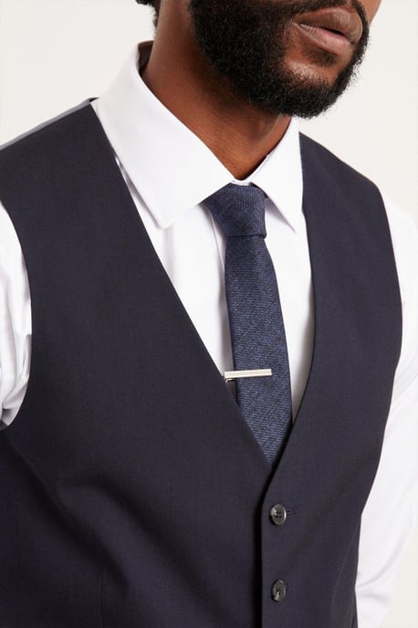 Slim Fit Navy Essential Waistcoat - Image 5
