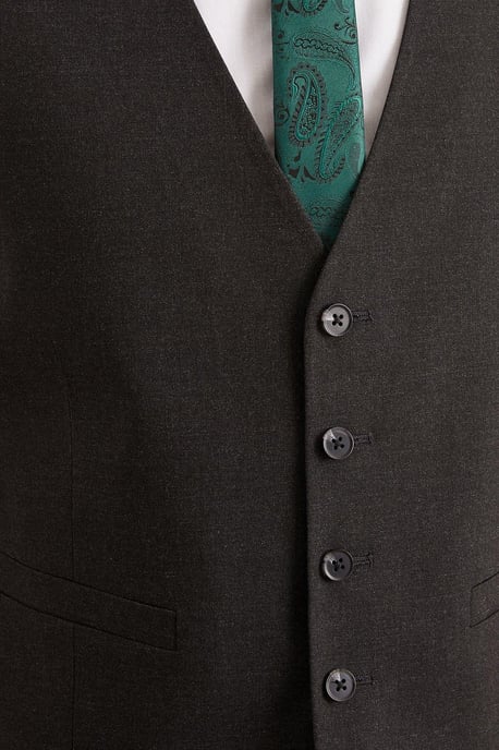 Tailored Fit Charcoal Essential Waistcoat - Image 2