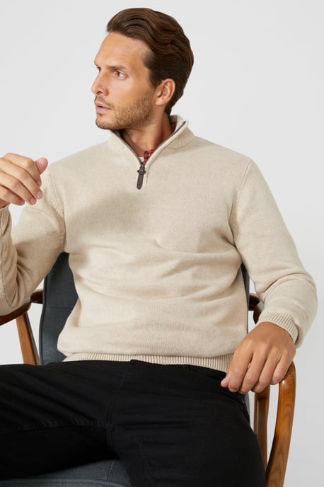 Premium Pure Cotton Half Zip Funnel Jumper - Image 1