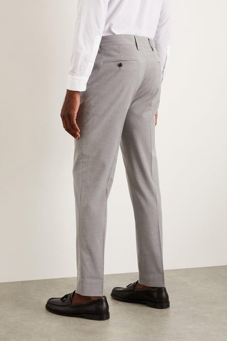 Slim Fit Light Grey Essential Suit Trousers - Image 3