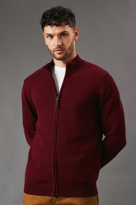 Premium Pure Cotton Zip Thru Knit Jumper - Image 1