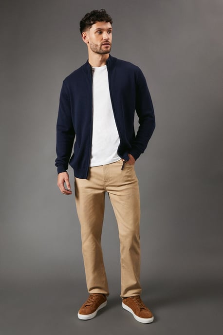 Premium Pure Cotton Zip Thru Knit Jumper - Image 2