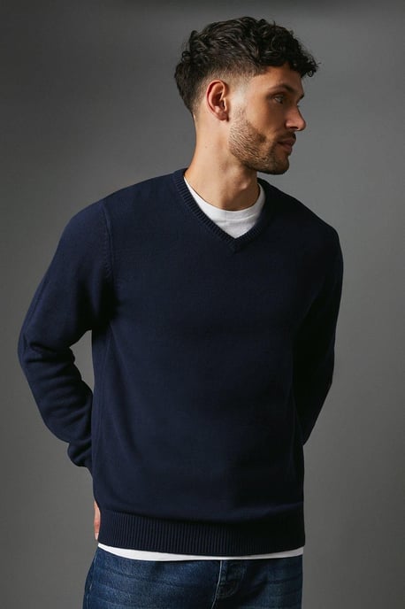 Premium Pure Cotton V-neck Jumper - Image 1