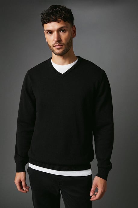 Premium Pure Cotton V-neck Jumper - Image 1