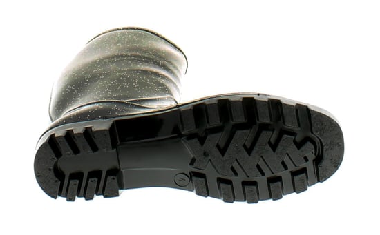 Dames/dames zwarte lange been pvc wellingtons met een glitter afwerking. - Image 5