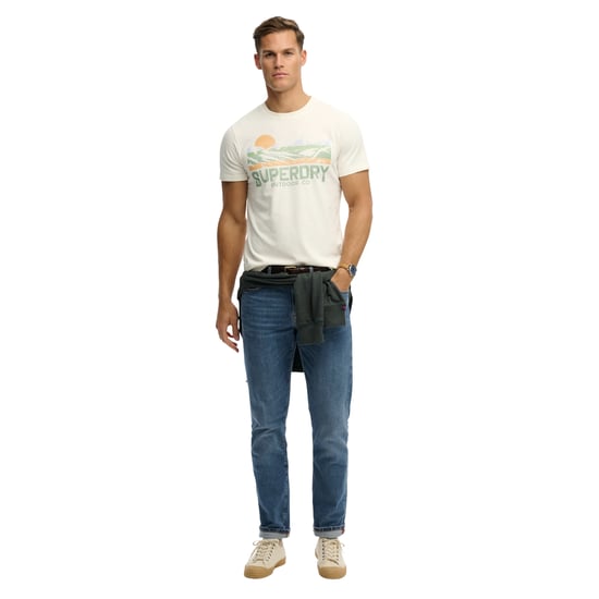 T-shirt Superdry crème korte mouw opdruk slim fit - Image 3