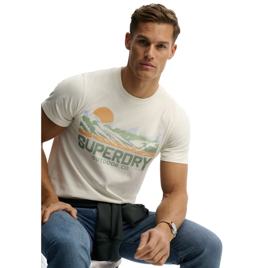 T-shirt Superdry crème korte mouw opdruk slim fit - Image 4