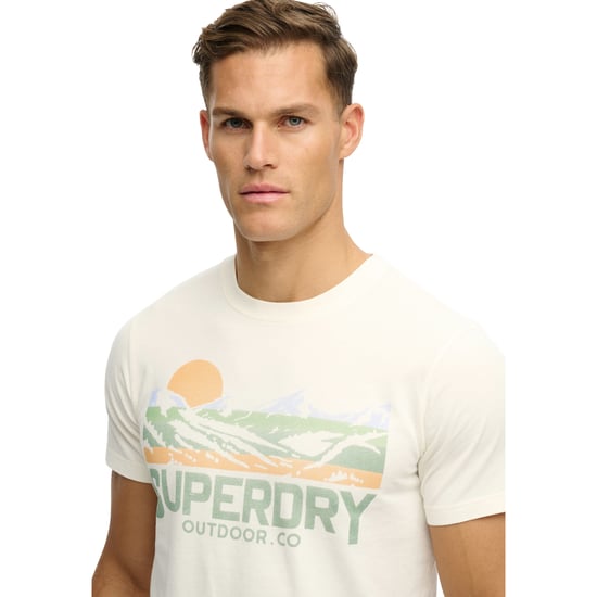 T-shirt Superdry crème korte mouw opdruk slim fit - Image 5