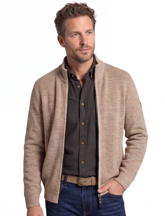 vest Camel Active beige gemêleerd katoen - Image 1
