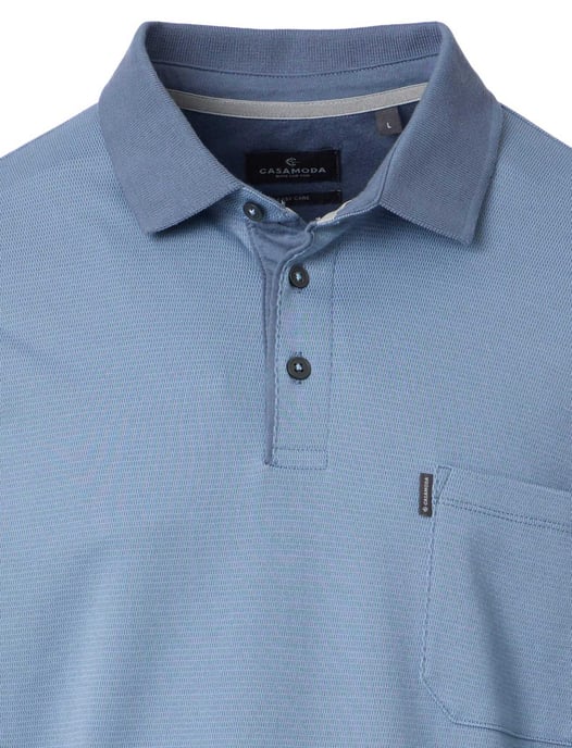 polo 3 knoops met borstzak Casa Moda blauw effen katoen - Image 3