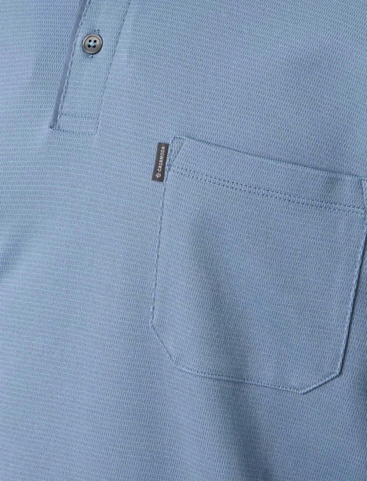 polo 3 knoops met borstzak Casa Moda blauw effen katoen - Image 4