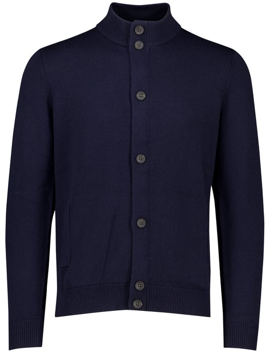 Thomas Maine vest navy knopen en rits merinowol - Image 3