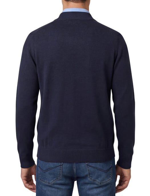 Fynch Hatton vest navy katoen gebreid rits - Image 2