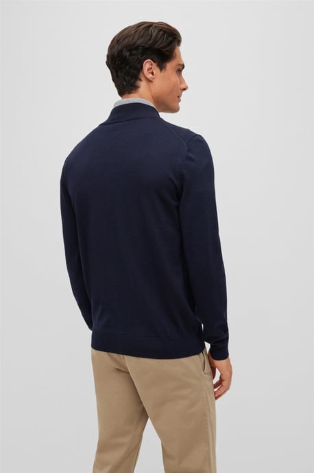 Hugo Boss vest blauw effen wol opstaande kraag rits - Image 3