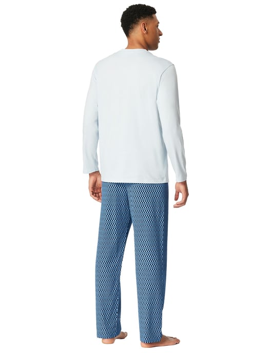 Lange pyjama set Schiesser blauw katoen - Image 2