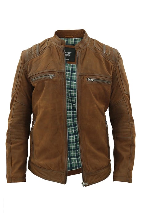 Heren buff lederen racer bikerjack-Wenen - Image 3