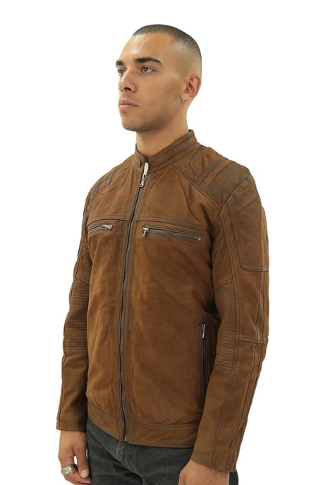 Heren buff lederen racer bikerjack-Wenen - Image 4