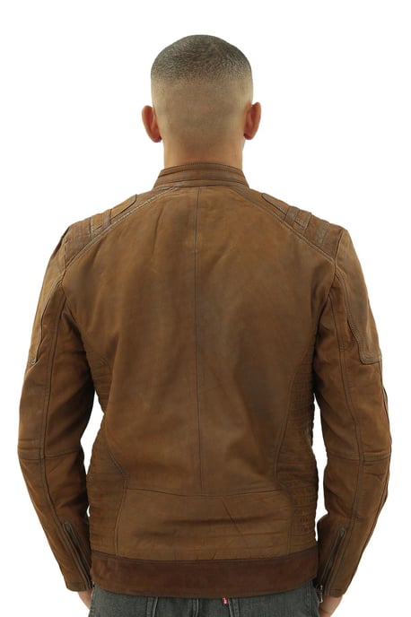 Heren buff lederen racer bikerjack-Wenen - Image 6